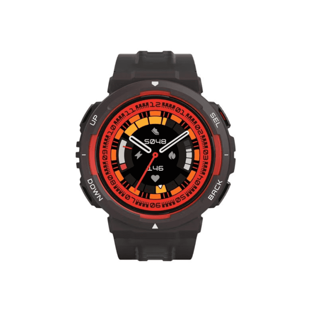 Amazfit Active Edge Fashion Smart Watch with 10 ATM Water resistant & AI Health Coach - Lava Black