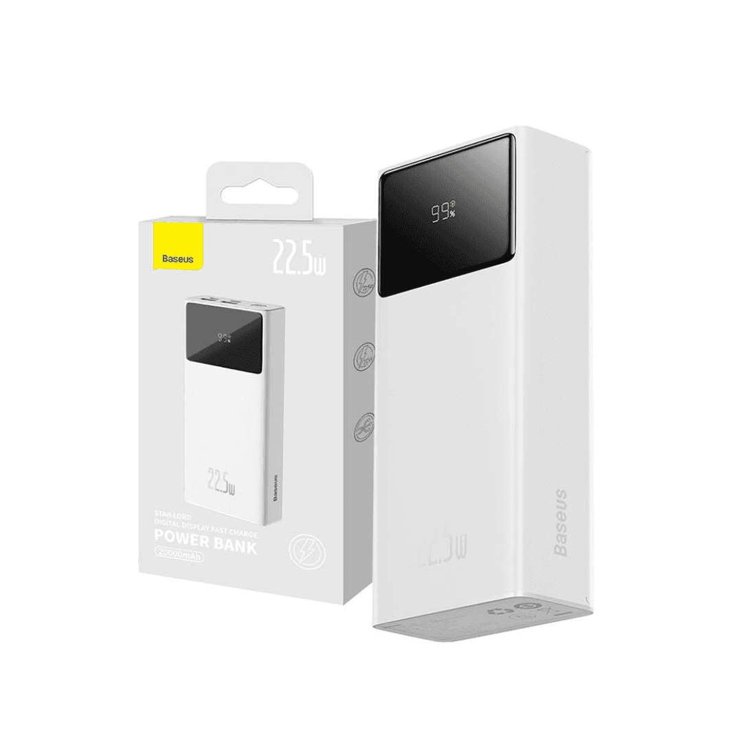 Baseus 22.5w 30000mAh STAR-LORD Digital Display Quick Charge Power Bank -White