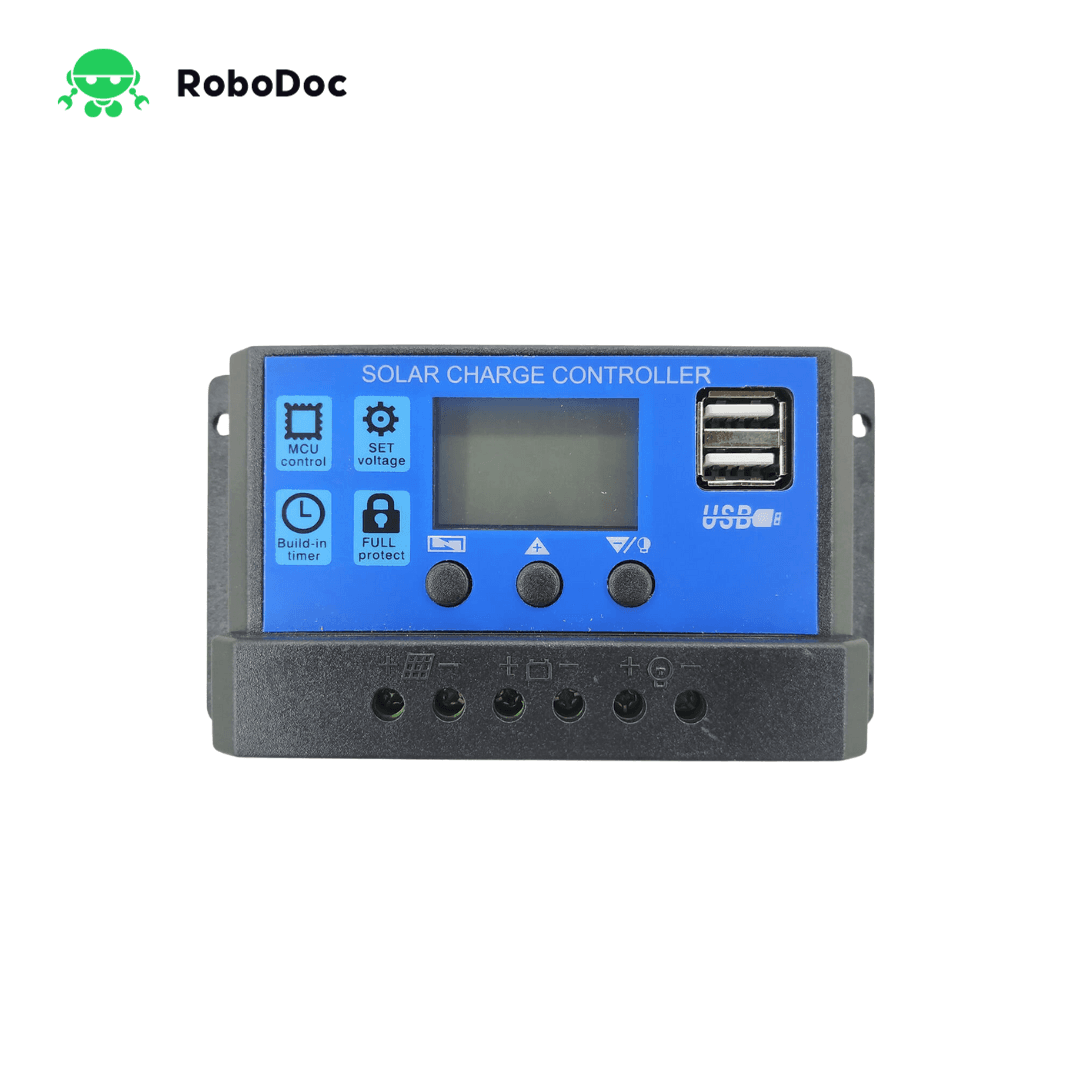 10A, 12V/24V Adjustable Solar Charge Controller, With LCD Display and Dual USB Port